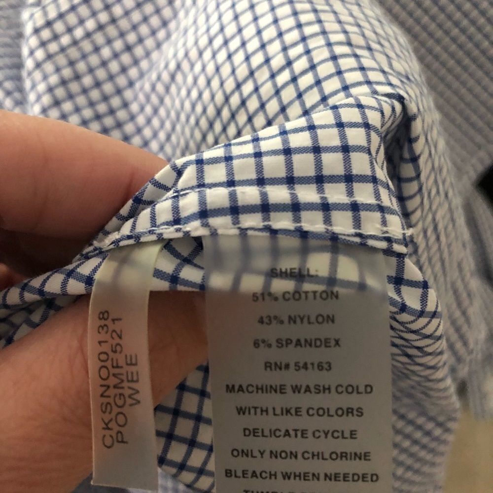 Calvin Klein Blue/White Check Button Down Petite L - Picture 6 of 6